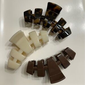 Teleties Medium Hair Claw - 3 pack, almond beige, nutmeg, tortoise